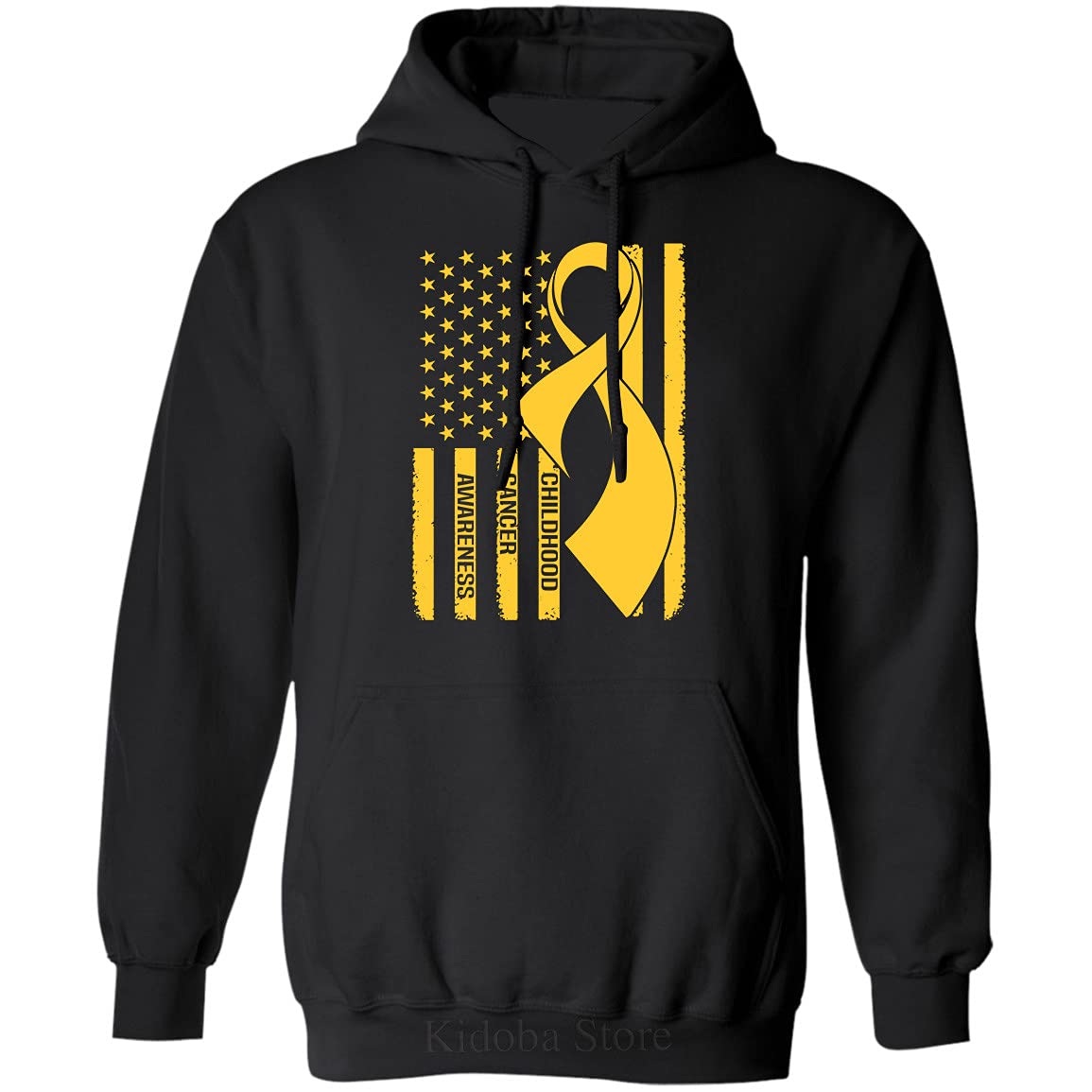 Kidoba Childhood Cancer Awareness American Flag Shirt Meaningful Loving Raise Tee