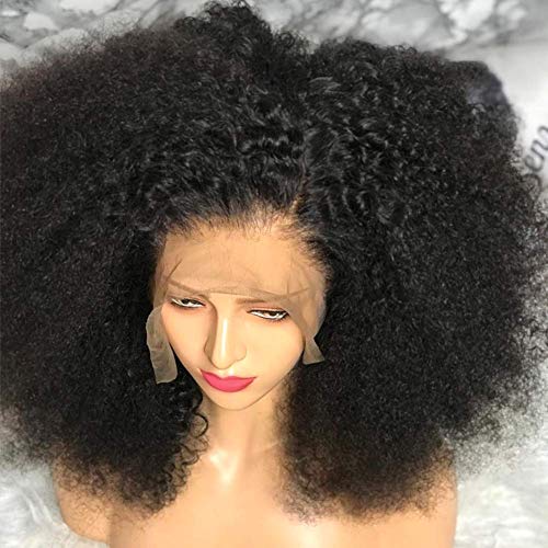 Msgem 13x4 Kinky Curly Lace Front Wigs Human Hair 26 inches Brazilian Kinky Curly Lace Frontal Wigs 150% Density Virgin Human Hair Pre Plucked with Baby Hair Natural Color