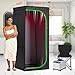 Infrared Sauna & Steam Sauna Box for Home, Portable Personal Sauna with Transparent Door, Powerful Steam Heating, Foldable Indoor Sauna for Relaxation, Detox & Muscle Recovery ( Red Light, Black)