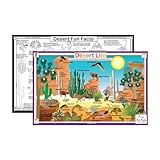 Tot Talk Desert Life Educational Placemat for Kids – Made in USA – Durable, Double-Sided, Desert Learning Placemat with Animal Facts, Survival Tips & Coloring – Waterproof, Wipeable, 17.5” x 11.5”