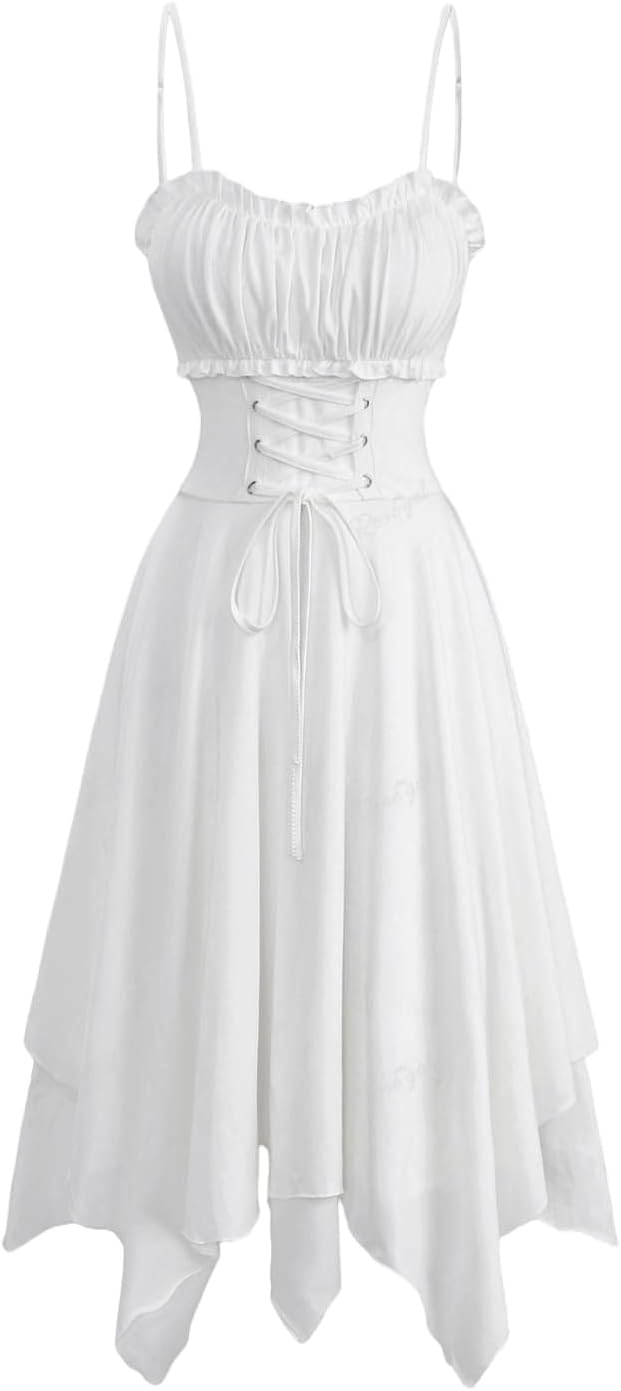 Gothic Rose Flower Mesh Flocking Applique Layered Adjustable Shoulder Strap A Line Cami Dress