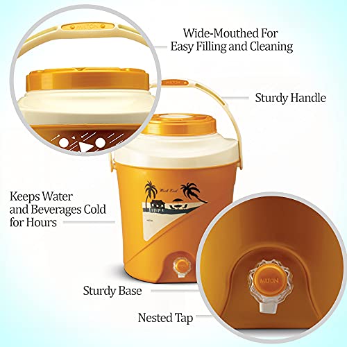 Image of Milton Kool Stallion 27 Insulated Plastic Water Jug, 1 Piece, 21.7 litres, Golden Yellow | Food Grade | Easy to Carry | BPA Free | Ideal for Travel | Picnic | Homes | Office | Shops | Clinics