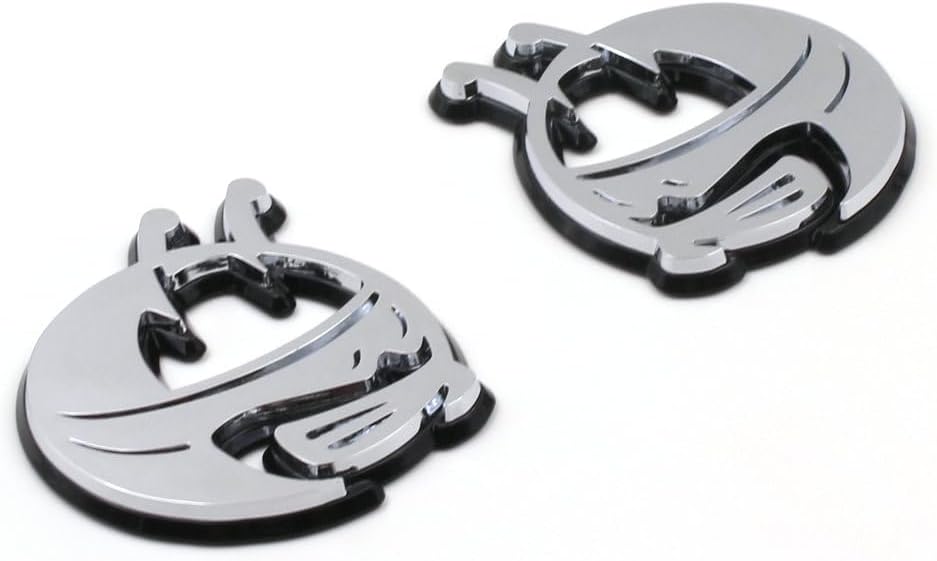Pair New Custom BEE Head Emblems Compatible with Challenger Charger Badge Scat Pack (Chrome Black)