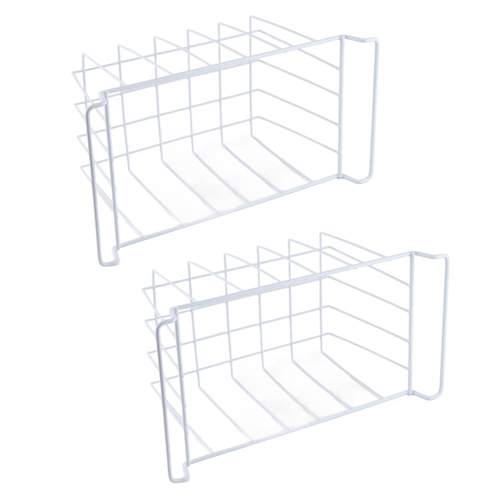 Dioche Organisateur de Rangement de Câbles de Congélateur, 2 Paniers de Congélateur Rectangulaires Blancs en Acier Inoxydable Antirouille pour Garde-manger (L 39 cm X L 20 cm X H 20 cm)