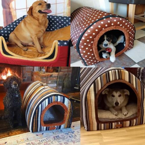 Hundehütte 2-in-1, extra großes Hundebett mit abnehmbarem Kissen, beruhigende Katzenhöhle zur Angstlinderung, warme Hundehütte für den Winter, waschbares, faltbares Jumbo-Hundezel