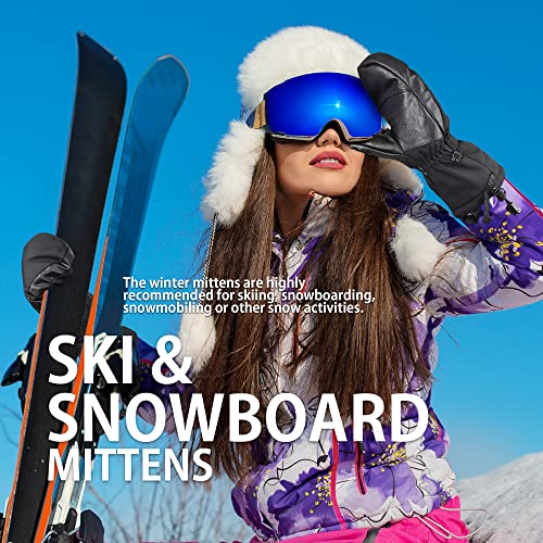 Exski Warm Ski Mittens For Men Women, Waterproof Thermal 3M Thinsulate Winter Gloves For Extreme Cold Weather Snowboarding Snowmobiling #TOP4