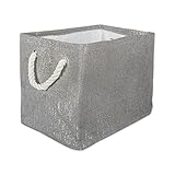 DII Woven Paper Storage Bin, Metallic Lurex, Gray, Small Rectangle