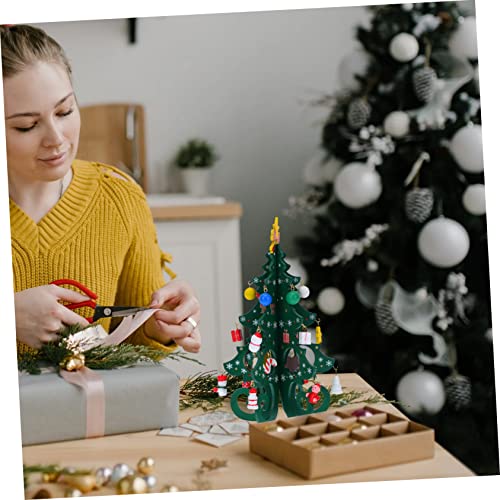 Amosfun Conjunto de enfeites de árvore de Natal de madeira 3D, verde, 80 g