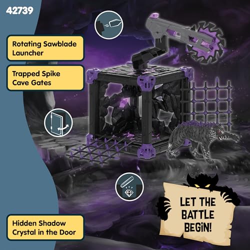 Image of Schleich Eldrador Creatures - Battle Cave with Shadow Tiger Figure and Shooting Weapon Toy Playset - Interactive Cave and Monster Figurine for Boys and Girls - Fantasy Toys for Kids Ages 7+ | 42739