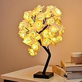 Hawisphy Rose Flower Tree Lamp, 32 Led Rose Table Lamp Gift for Girls Woman Teens Decor Battery Powe