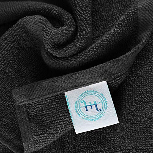 Image of Hearth & Harbor Washcloths 12 Pack - 100% Cotton Washcloth for Body and face, High Absorbent and Soft 13 inchx13 inch Body Wash Cloth, Quick Dry - Black Washcloths