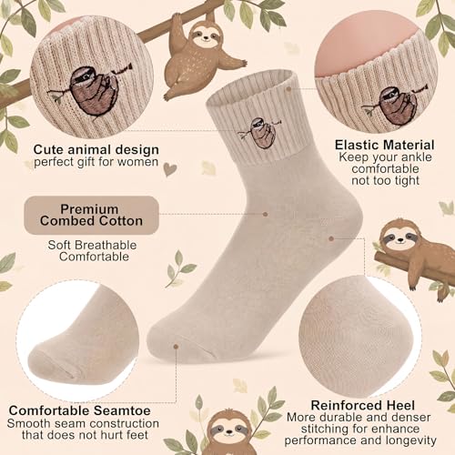 Image of Eurzom 10 Pairs Socks Womens Crew Elastic Ankle Length Cotton Socks Aesthetic Cute Lightweight Low Cut Gifts for Women
