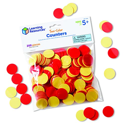 Image of Learning Resources Two-Color Counters, Set of 200, Ages 5+, Grades K+, Educational Counting Sorting and Patterning, Family Counters,Back to School Supplies,Teacher Supplies