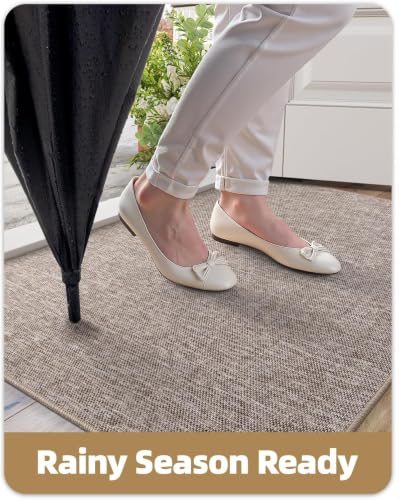 Color&Geometry Ultra-Thin Indoor Door Mat Entrance,17"x30"Light Brown Linen - image 7