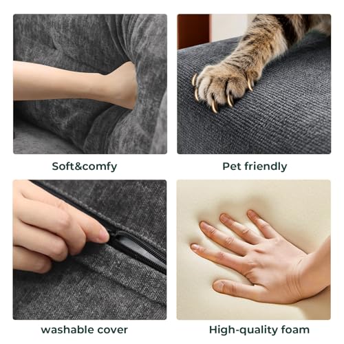 Image of 70 inch Loveseat Sofa for Living Room, Modern Chenille Cloud Couch with USB /Type-C Charging Ports, Side Pockets, Removable Cover, Wide Armrests, Small Couch for Small Space, Easy to Assemble, Grey