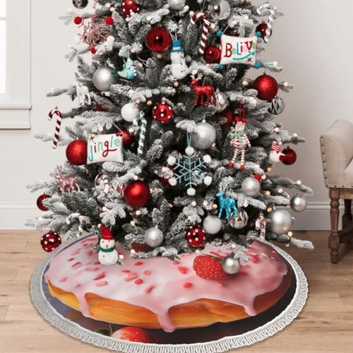 Jupe de sapin de Noël 91,4 cm avec pompons style gourmand