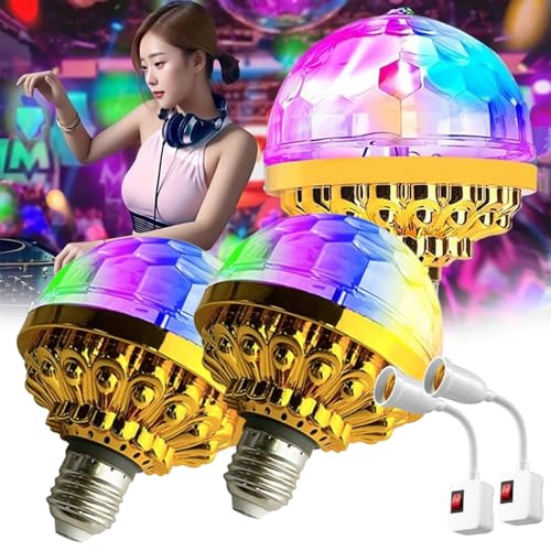 Colorful Rotating Disco Ball Light,Rotating Disco Ball Light Plug in,Plug in Rotating Disco Ball Light,Party Lights DJ Disco Lights,Christmas Disco Ball,Colorful Disco Ball Light for Party (2 Pcs)