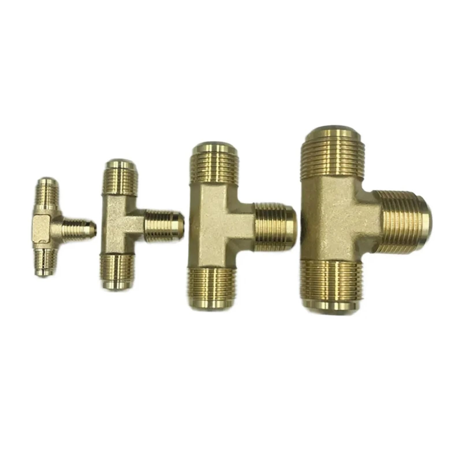 Adaptador de tubería de latón en T de 3 vías, conector abocardado SAE estándar de 1/4, 3/8, 1/2, 5/8 y 3/4 pulgadas.(WITH NUT-19.05MM 3/4 INCH)