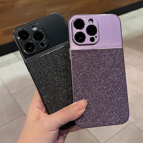 Couverture de PC en aluminium brillant violet de luxe pour iPhone 14 Pro Max