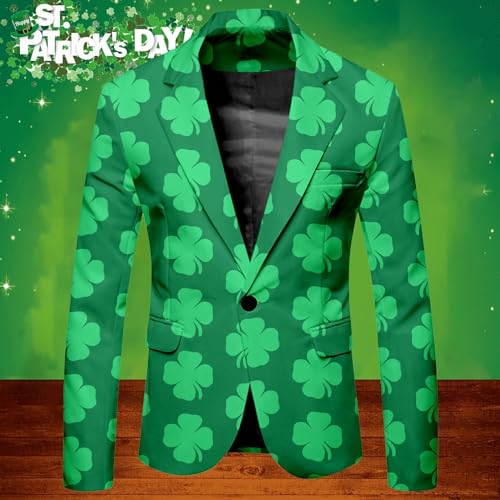 Men's St. Patrick's Day Casual Blazer Slim Fit Long Sleeve Button Notched Lapel Sports Coat Business Suit Jacket with Pocket2