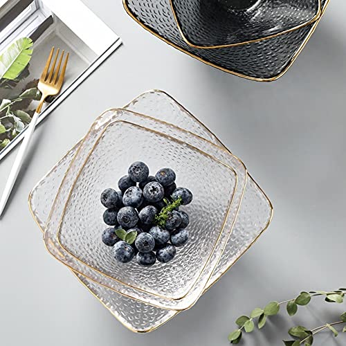 Ciotola per Insalata Insalata di Vetro Ciotola Oro Placcato Bordo in Vetro Trasparente Ciotola di Vetro Dessert Snack Dessert Frutta e Verdura Ciotola Forniture di Cucina Insalatiera(A,L)