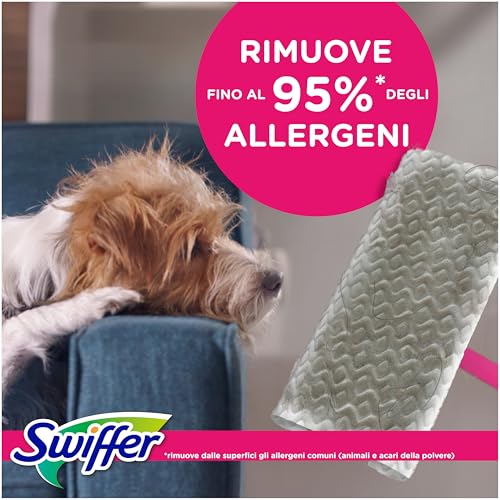 Swiffer Pink Panni Catturapolvere, 216 Panni Microfibra Dry, Panni Cattura Polvere e Sporco, Ottimo per Tutti Tipi di Pavimenti e per i Peli di Animali, Maxi Formato, Panni con 79% di Fibre Riciclate - Immagine 5