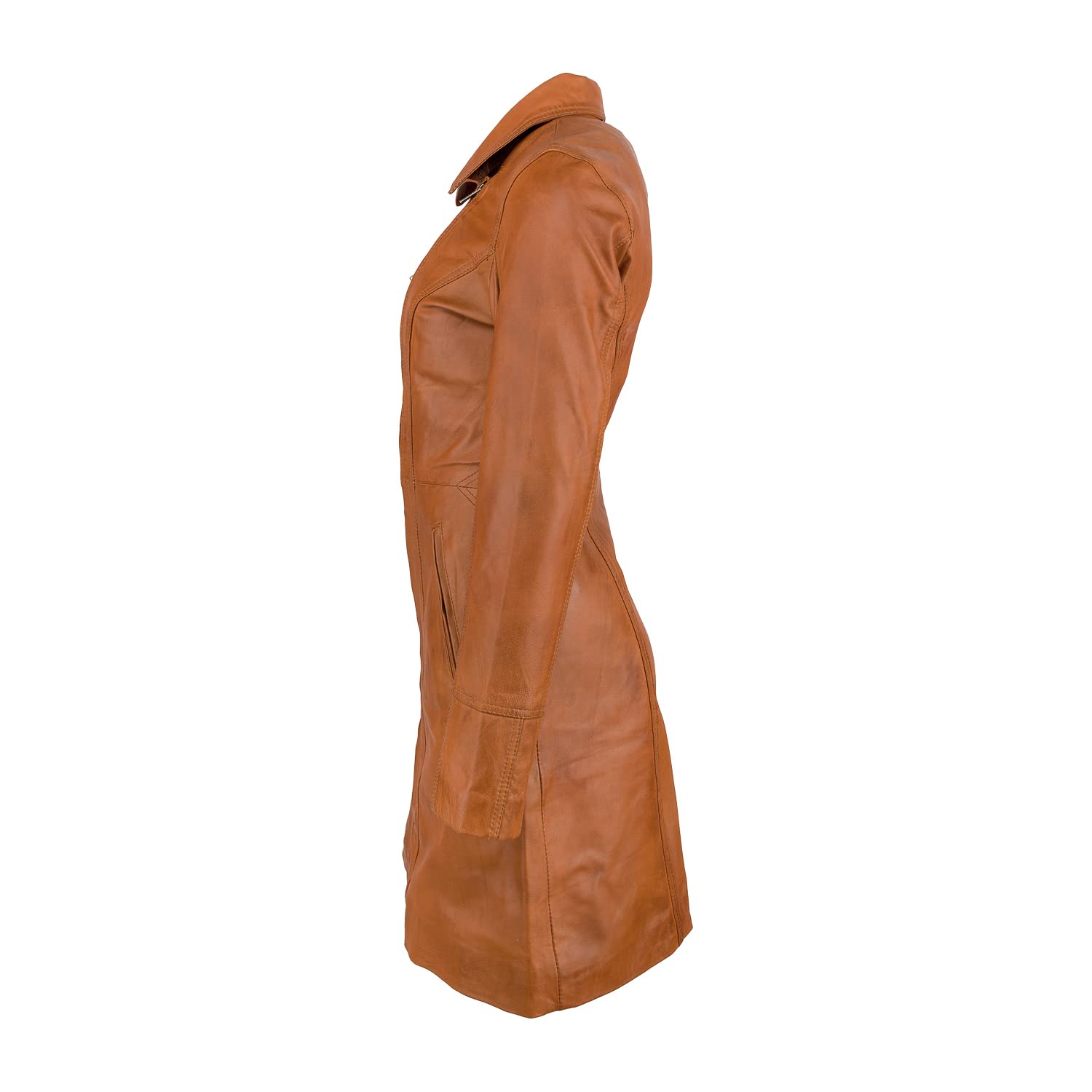 URBAN 5884 Damen Janice Frauen Lederjacke | Elegante Jacke aus weichem Lammfell für Damen, Langes Modell