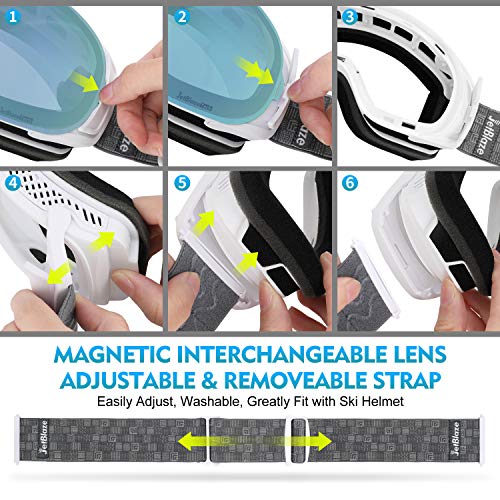 Jetblaze Ski Goggles, Magnet Interchangeable Spherical Lens Snow Goggles, Uv400 Protection Snowboard Goggles, Anti-Fog Snowmobile Goggles With Anti-Slip Strap For Men Women Youth Adult (Ice Blue) #TOP5