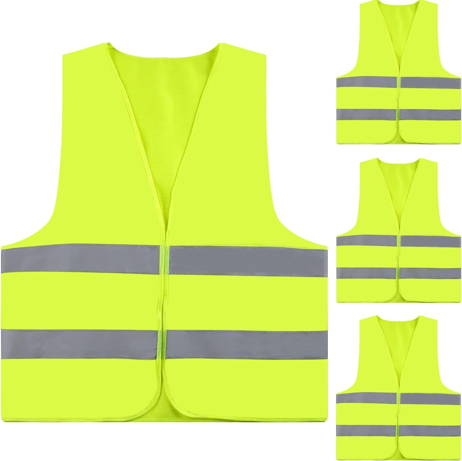 Hi Vis Vests, Yellow Hi Vis Jackets, High Vis Jackets with 2 Fluorescent Bands, Standard Size High Visibility Vest Car Driving Vest for Man And Women