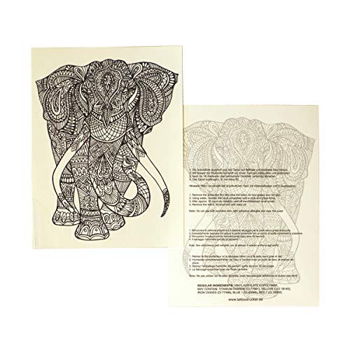 2 x Elefante Mandala Tattoo - Simbolo buddista - Africa Design - tatuaggio pelle (2)