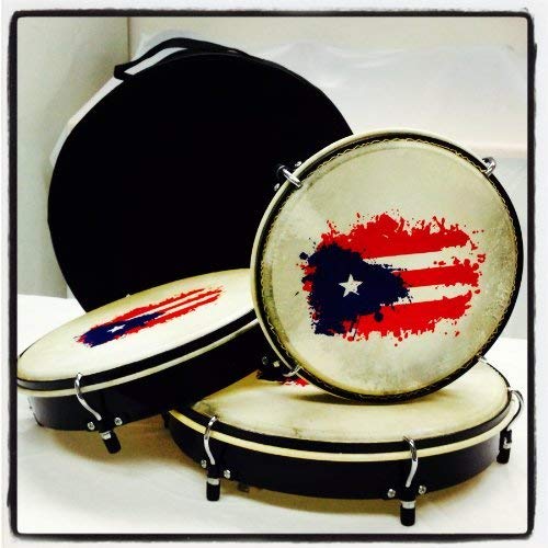 Mano Percussion Panderos - Set of 3 PVC Hand Drums with Blue Flag of Puerto Rico