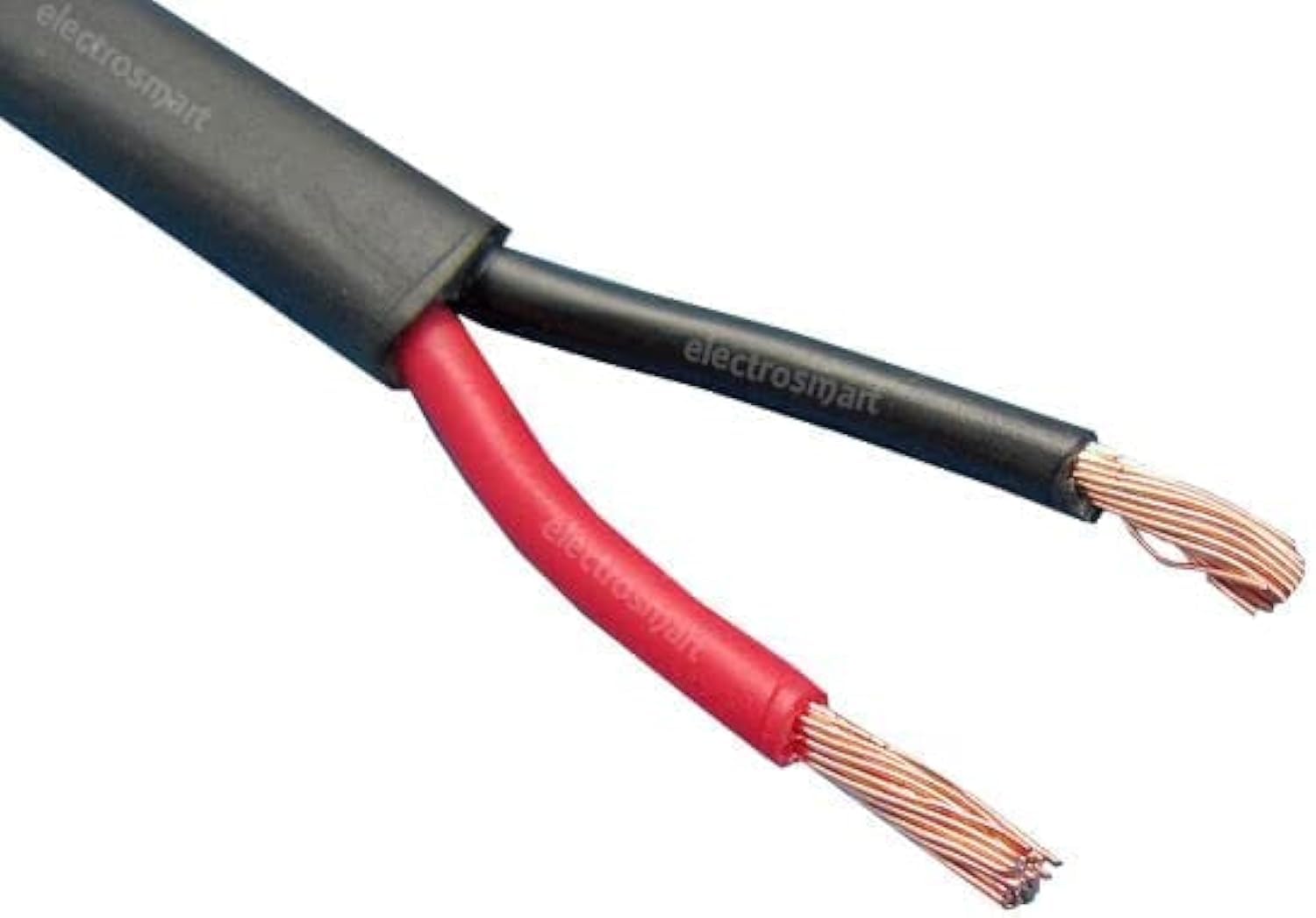 electrosmart 2 Core Twin Rosso/Nero Rame Automotive Auto Boat Marine Cavo Filo 2 x 2mm parete sottile piatto incagliato 12V 24V 25 Amp (5m)