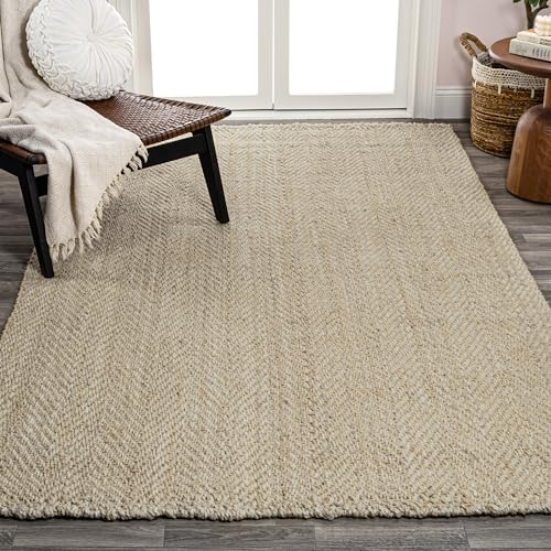 JONATHAN Y Espina Hand Woven Herringbone Chunky Jute Ivory Indoor Area Rug, 3x5, Bohemian, Cottage, Easy-Cleaning for Living Room, Bedroom, Kitchen, Pet Friendly, Non-Shedding (NFR101B-3) by JONATHAN Y - Used condition - CA$144.99
