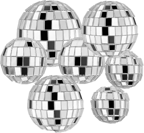 7-Piece Glittering Disco Ball Cake Decorations Retro Party Toppers for Themed Celebrations Ideal for Birthdays and Special Events