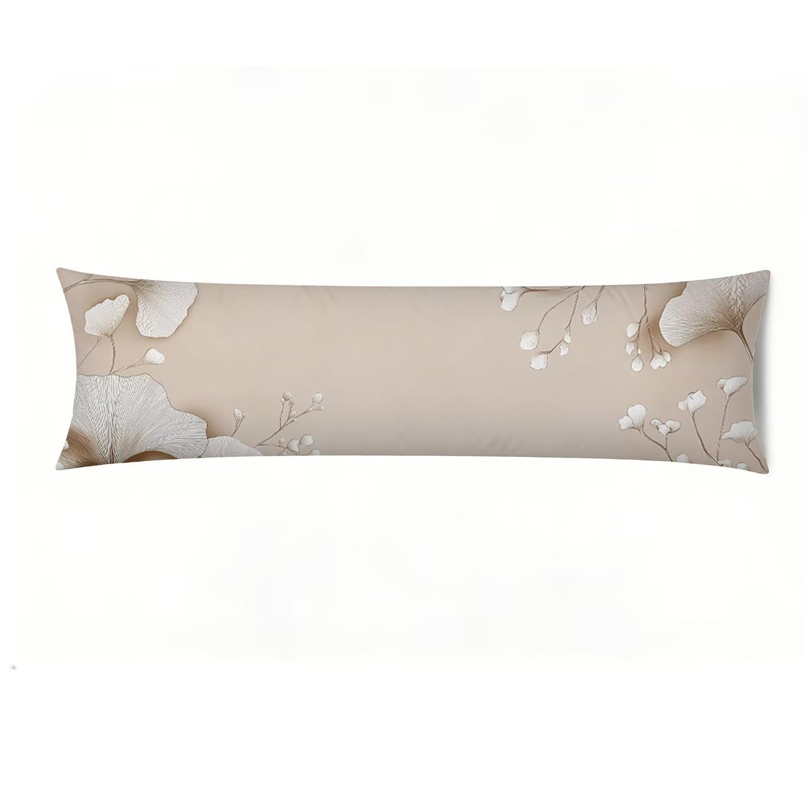 Taie de traversin longue marron avec fermeture eclair invisible et housse de coussin lin