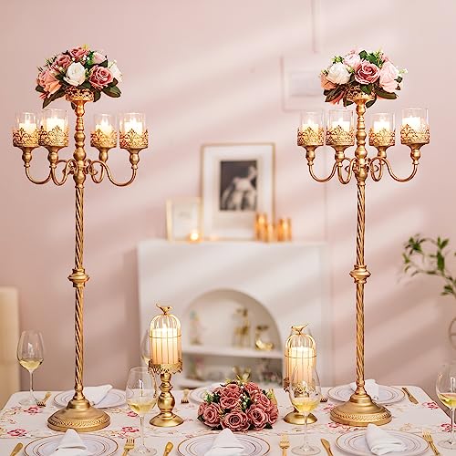 Sziqiqi 102cm Portacandele a Colonna Oro - 5