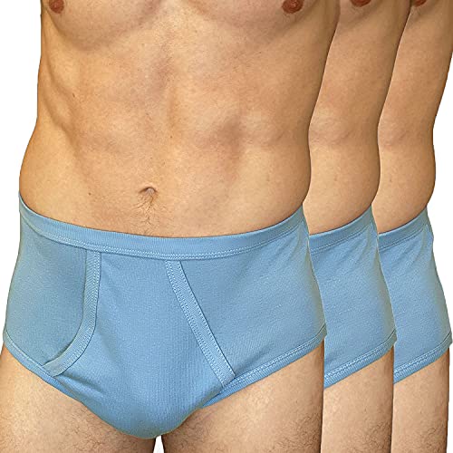 Azertex Slip Ouvert Taille Haute - Qualité Premium 100% Coton Peigné, Made in Europe - Lot de 3 Slips Kangourou Homme, Coloris Jean,Taille XL Cover