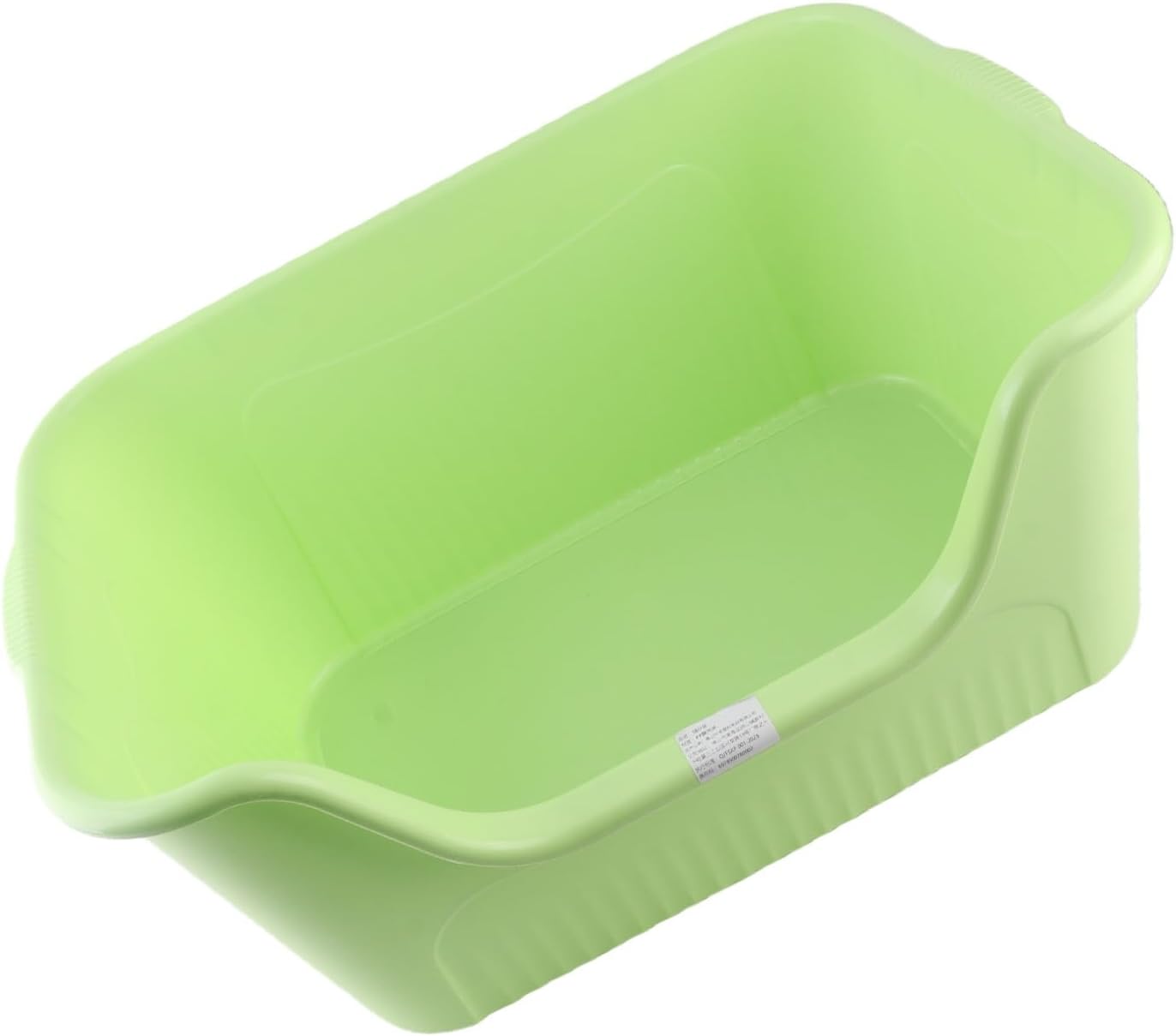 Large Cat Litter Box, Open Kitty Litter Pan Groove Design Sturdy Easy to Clean High Sides for Home (Green)