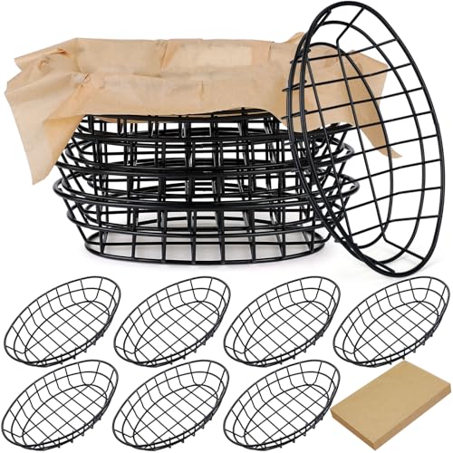 Canastas de metal para servir alimentos con papel protector deli para mesa de cocina 2