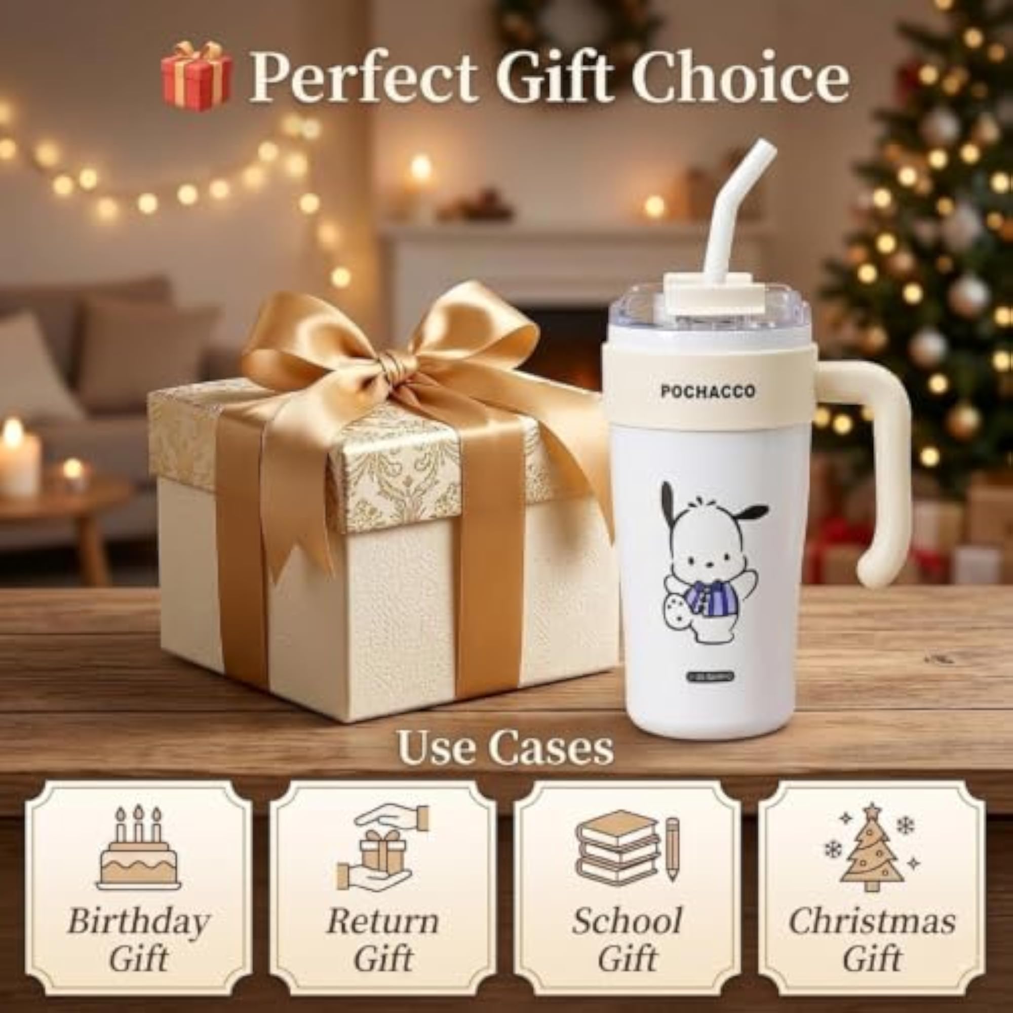 Cute Cartoon Straw Tumbler with Handle