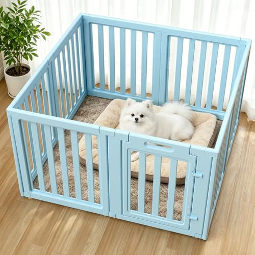 Image of Dog Playpen Indoor,Puppy Playpen,Blue 23.6 inch H,8 Panels | Dog Play Pen Indoors with Open View,Tool-Free Setup,Multi-Shape Setup,Dog Pen for Dogs,Cats & Puppies