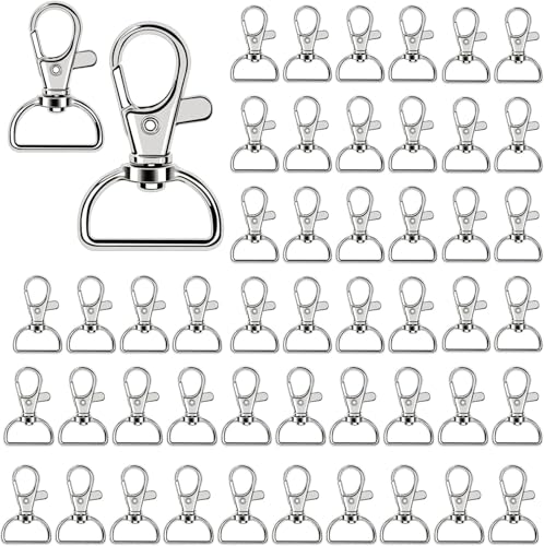 DENUOTOP Porte-clés Rotatif, 50Pcs Fermoirs Mousquetons Pivotants, Clé De Crochets Anneaux, D Fermoir Porte-clés Clip pour Bijoux Clés Sac à Main DIY...