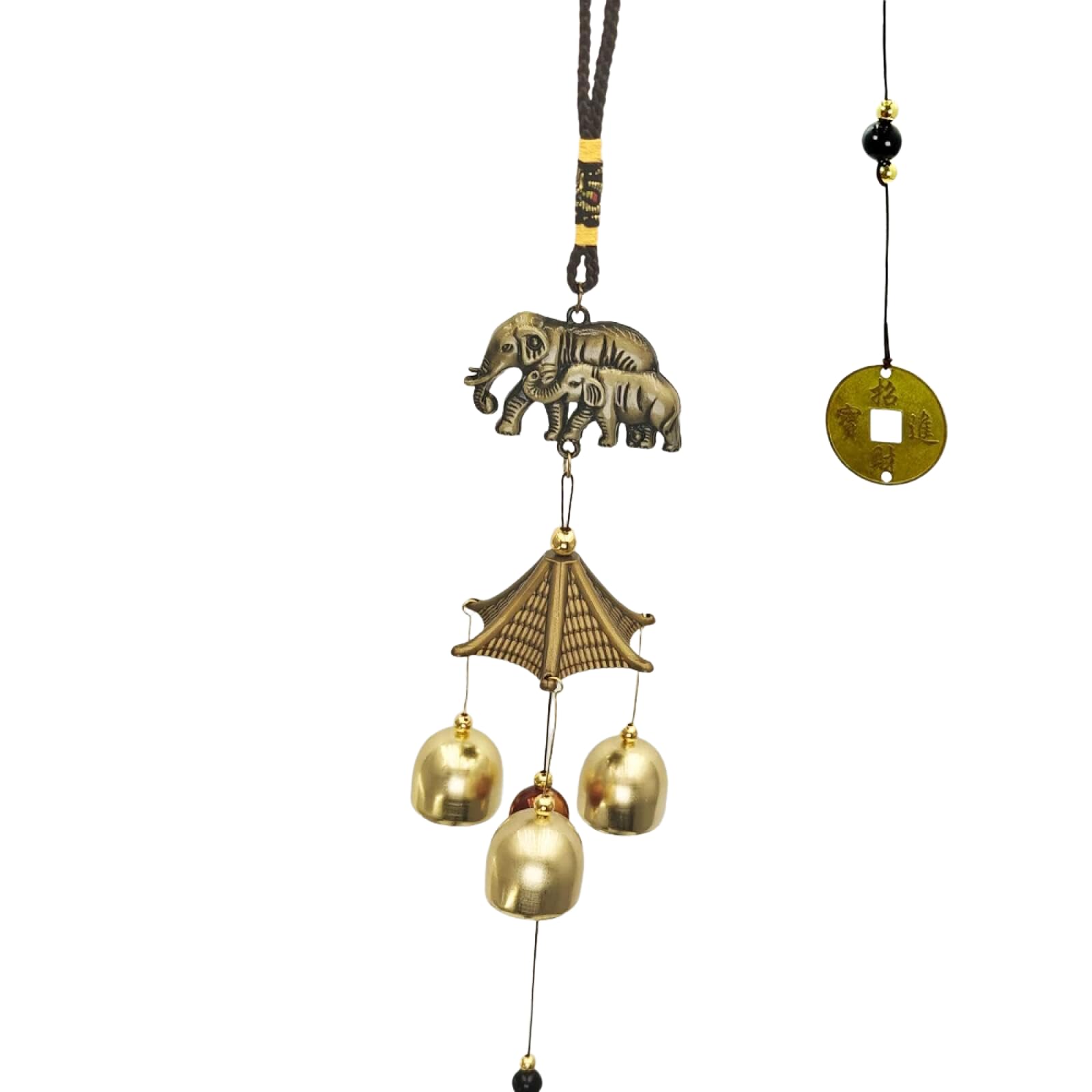 1 PC Lucky Wind Chimes Feng Shui Hanging Wind Chimes for Garden Good Luck Chinese Wind Bells with Coin Matel Bells Butterfly Cat，J
