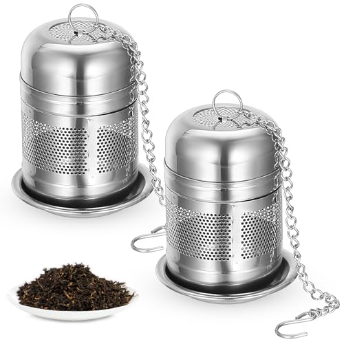 2 Pcs Infuseur Thé Tasses à Thés, Filtre à Thé en Métal, Boule à The Passoire à Thé en Acier Inoxydable pour Filtre Theiere Verre Mug Tasse, avec...