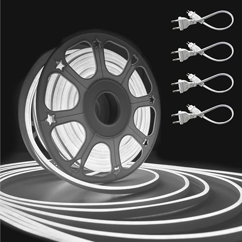 Image of Forus 40 Meter LED Neon Strip Light | Waterproof Outdoor Flexible & Cuttable Decorative LED Neon Lights for Indoor Wall Decor, Custom Name Sign, Diwali Lighting | Cool White 1Pc with 4 Connectors