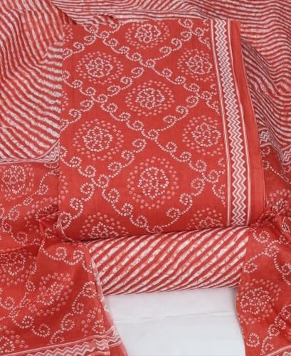 Image of DRAVINAM Trends Women's Premium Cambric Cotton Jaipuri Printed Unstitched Salwar Suit Dress Material with Mulmul Cotton Dupatta