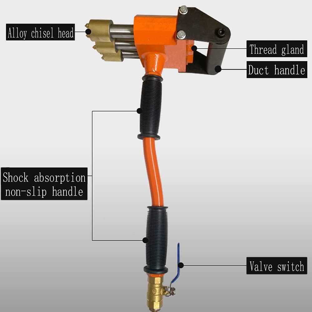 Concrete Pneumatic Chisel- Strengthened Multi-head Chisel Wall Pavement Chisel Hammer Hand-push Alloy Chisel Hammer (Double head)