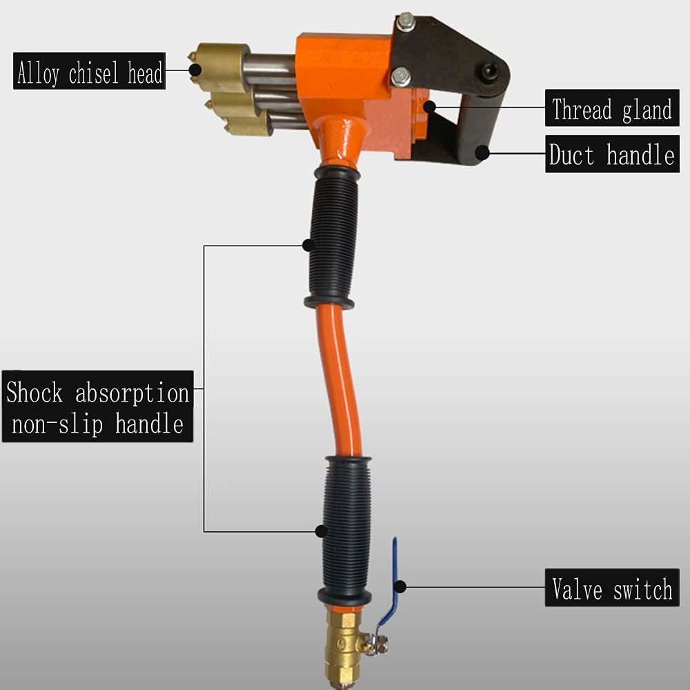 Cincel Neumático Para Hormigón, Cincel Multicabezal Reforzado, Cincel Para Pavimento de Pared, Martillo Cincelador, Martillo Cincelador de Aleación de Empuje Manual (Cabeza única)