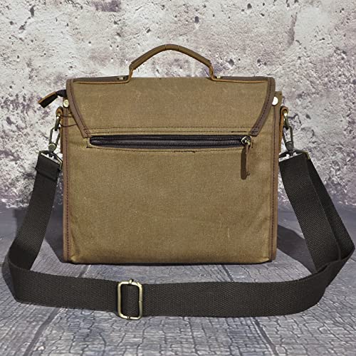Water Resistant Canvas + Genuine Leather Travel Tote Messenger Cross-body One Shoulder Bag For Men FB2024