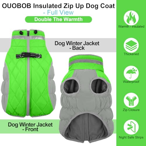 Image of Waterproof Large Dog Coat, Warm Dog Jacket with Harness Built in 3XL